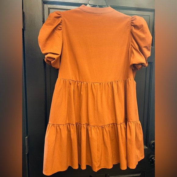 Entro Rust Orange/Cognac Puff Sleeve Dress Plus Size 2x - Picture 2 of 4